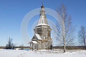 Ancient Sreteno-Mikhailovskaya Church. Krasnaya Lyaga. Arakhangelsk region, Russia