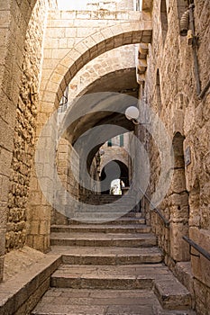 An ancient staircase, in the old Jewish Quarter alleys,