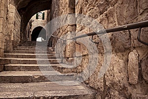 An ancient staircase, in the old Jewish Quarter alleys,