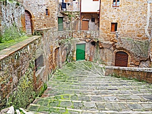 Ancient stairs in Pitigliano, Italy