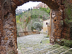 Ancient stairs in Pitigliano, Italy