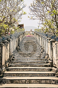 Ancient stairway on sunlight