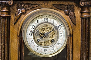 Ancient Standing Grandfather Wooden Clock