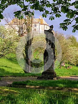 ancient statue and the castle