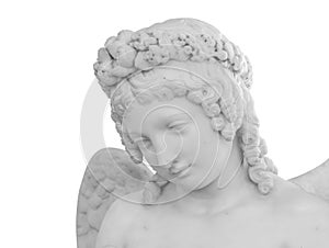 Ancient statue. Cupid with doves sculpture of Luigi Bienaime in the State Hermitage Museum. Masterpiece isolated photo