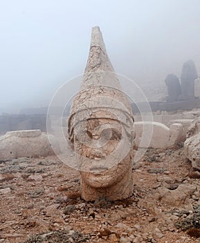 Ancient statue on the top of Nemrut mount, Turkey