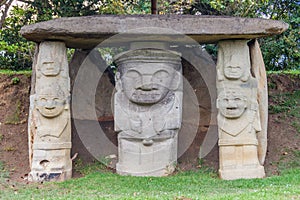 Ancient statues in archeological park in San Agustin