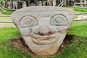 Ancient statues in archeological park in San Agustin