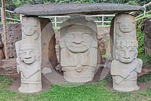 Ancient statues in archeological park in San Agustin