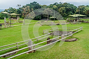 Ancient statues in archeological park in San Agustin