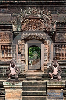 Ancient statues in Banteay Srei temple