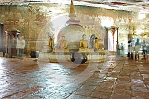 Ancient statues of Buddha in the Dambulla cave