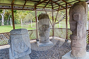 Ancient statues at El Tablon site in Tierradentro photo