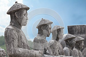 Ancient statues in Khai Dinh tomb in Hue Vietnam