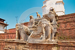 Ancient statues in old Bhaktapur city