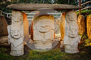 The Ancient statues in San Augustin, Colombia photo