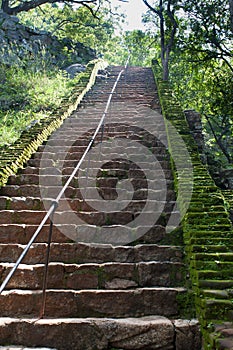 Ancient steps in rock fortress and palace