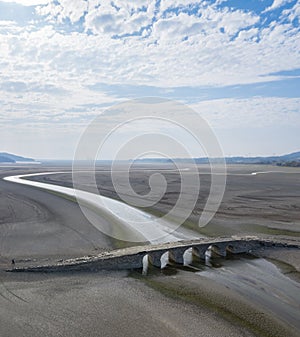 Ancient stone arch bridge on poyang lake