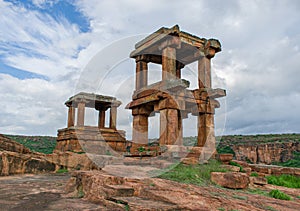 Ancient stone art alignment art of chalukyas, having greatest historical monuments in Badami.