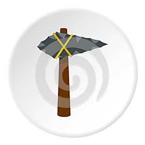 Ancient stone axe icon circle