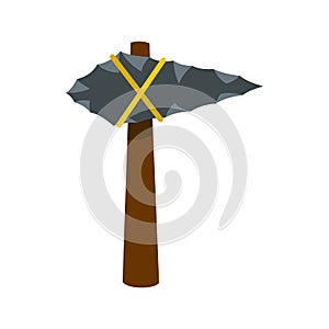 Ancient stone axe icon, flat style