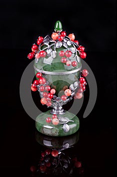 an ancient stone bowl over a white background