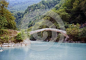 Ancient, stone bridge in Georgia - the bridge of Queen Tamara