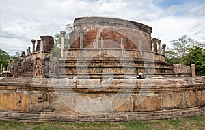 The ancient stone Buddha in Polonnaruwa Vatadage, Sri Lanka.