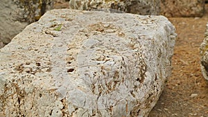 Ancient stone building ruins at archaeological excavation site, culture heritage