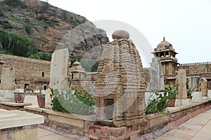 Ancient stone built-up in a museum, Gwalior, Madhyapradesh, India