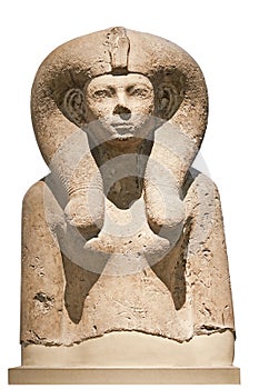 Ancient stone bust of an egyptian goddess photo