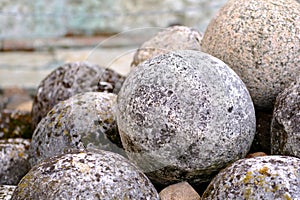 Ancient stone cannon balls