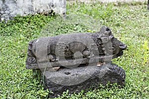 Ancient  Stone Carved Boar photo
