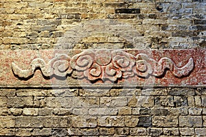 Ancient stone Carved with cloud pattern photo