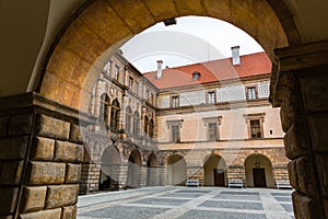 Ancient stone castle courtyard, nobody, Europe