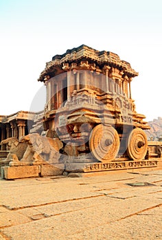 The ancient stone chariot at Hampi, India photo