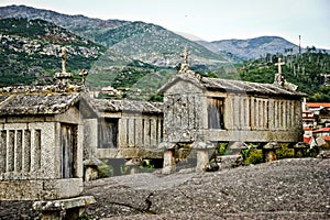 Ancient stone corn driers in Soajo photo