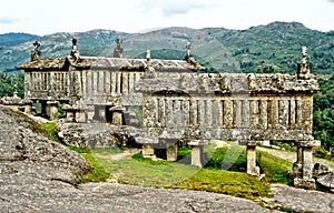 Ancient stone corn driers in Soajo photo