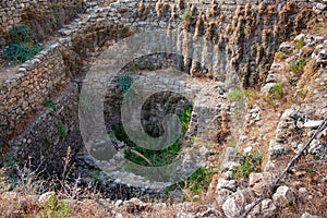 Ancient stone hole as part of the ruins of the historic city of Byblos. Lebanon