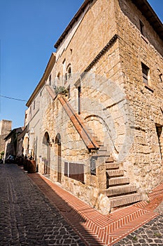 Ancient stone house in the historic center of Tarquinia Italy