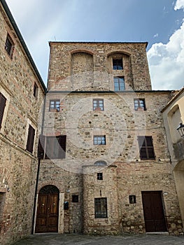 The ancient stone houses of Bagno Vignoni, a little town in Italy famous for its ancient Roman baths
