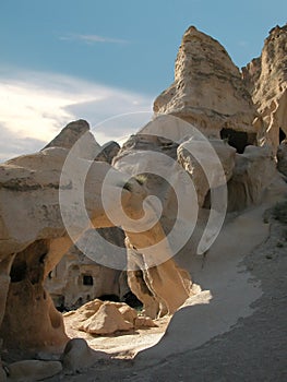 Ancient stone houses, Cappadocia, Turkey
