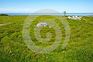 Ancient stone labyrinth on the seashore