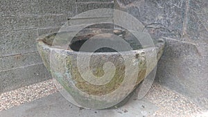 Ancient stone mortar for pounding rice