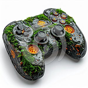 Ancient Stone and Moss Game Controller on White