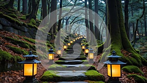 ancient stone path a mosscovered stone path l ai generated photo