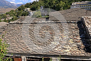 Ancient stone roof of old houses in Albania