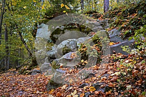 Ancient stone ruins of the Devil Fortification near Kozelsk town