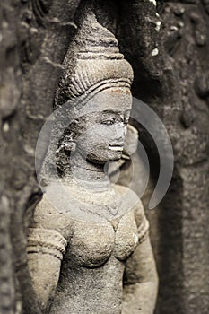 Ancient stone sculpture in Angkor Wat. Cambodia.