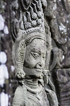 Ancient stone sculpture in Angkor Wat. Cambodia.